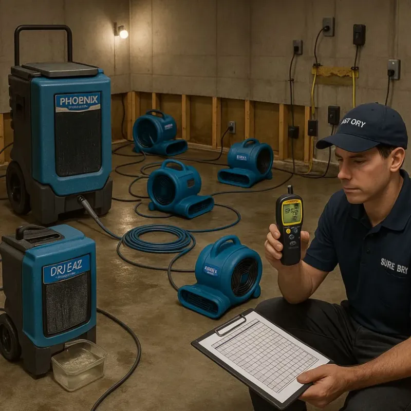 Structural Drying and Dehumidification process in Rowland, NC
